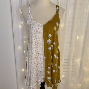 Free People Two-Tone Floral Midi Dress - White and Brown